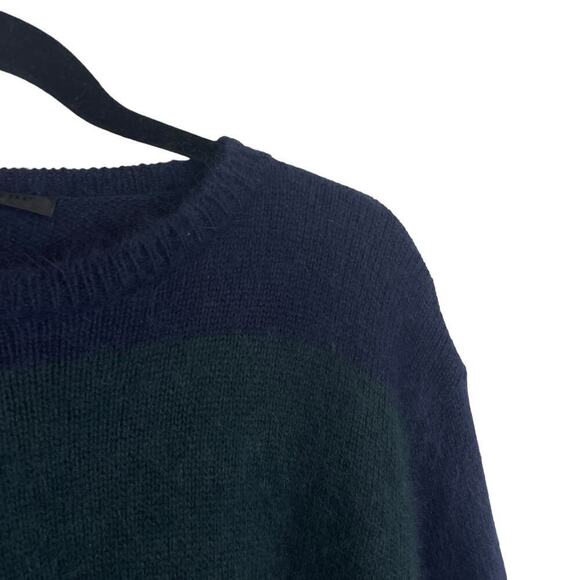 Jenni Kayne Angora Wool Blend Striped Crew Neck Sweater Dark Navy Green Size S - Picture 6 of 8